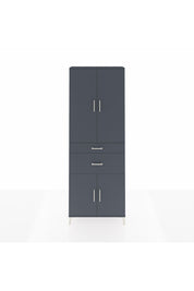 Arges Dolap 4 Raflı 2 Çekmeceli 4 Kapaklı 88x30x243 Antrasit-Antrasit