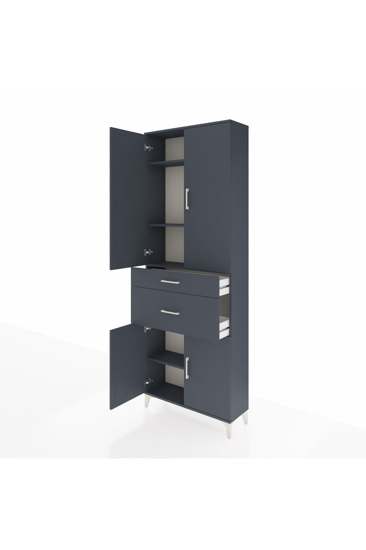 Arges Dolap 4 Raflı 2 Çekmeceli 4 Kapaklı 88x30x243 Antrasit-Antrasit