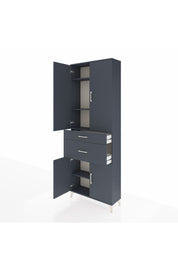 Arges Dolap 4 Raflı 2 Çekmeceli 4 Kapaklı 88x30x243 Antrasit-Antrasit