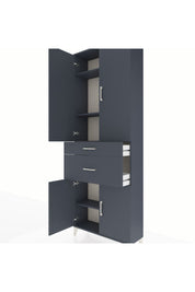 Arges Dolap 4 Raflı 2 Çekmeceli 4 Kapaklı 88x30x243 Antrasit-Antrasit