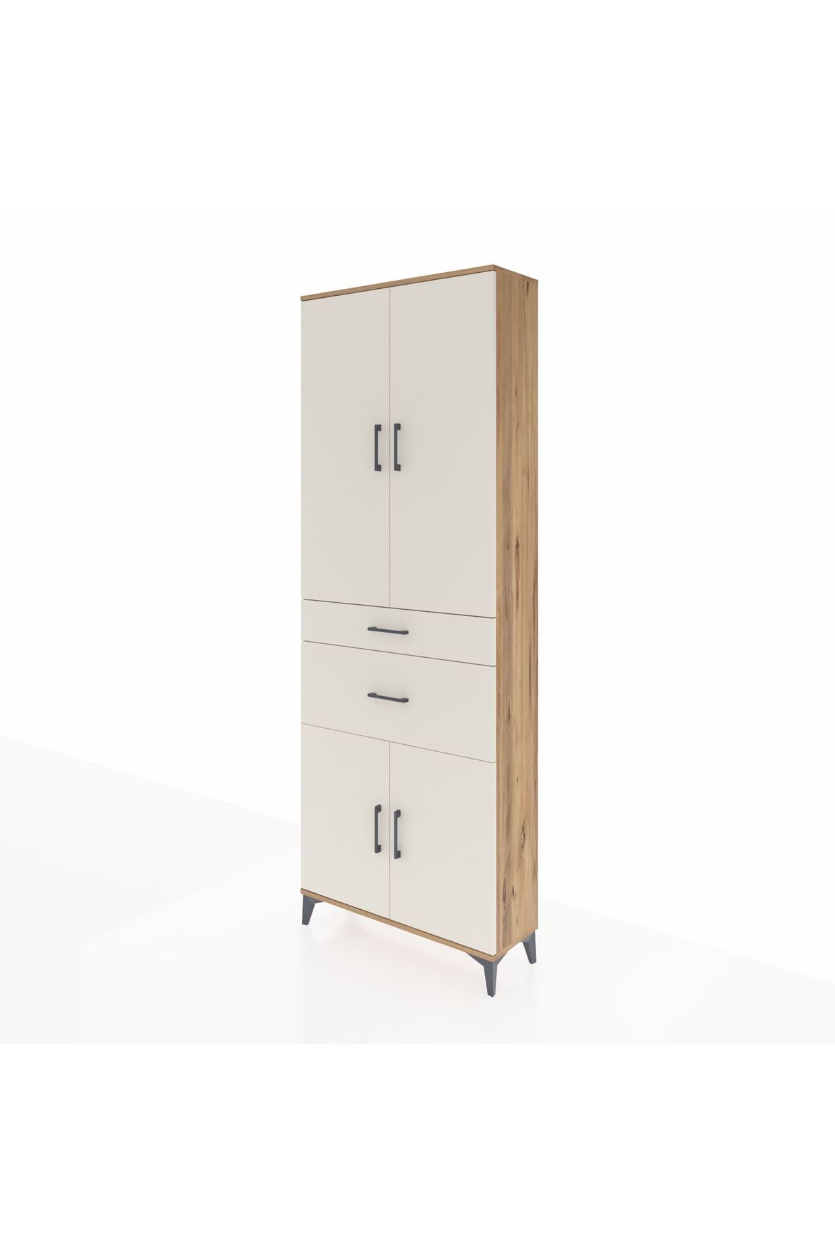 Arges Dolap 4 Raflı 2 Çekmeceli 4 Kapaklı 88x30x243 Çam-Aytaşı