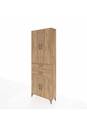 Arges Dolap 4 Raflı 2 Çekmeceli 4 Kapaklı 88x30x243 Çam-Çam