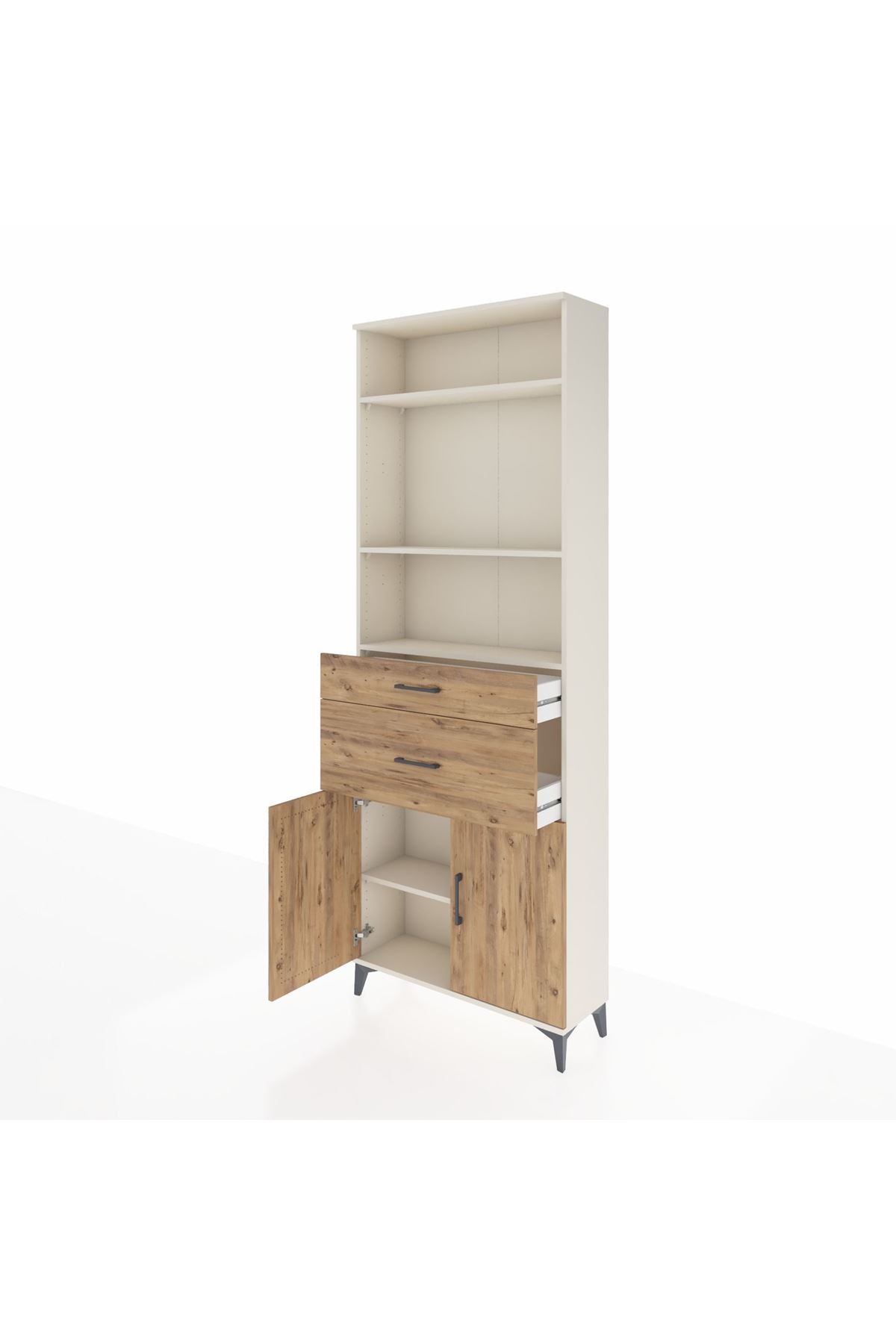 Arges Dolap 4 Raflı 2 Çekmeceli 2 Kapaklı 88x30x243 Aytaşı-Çam