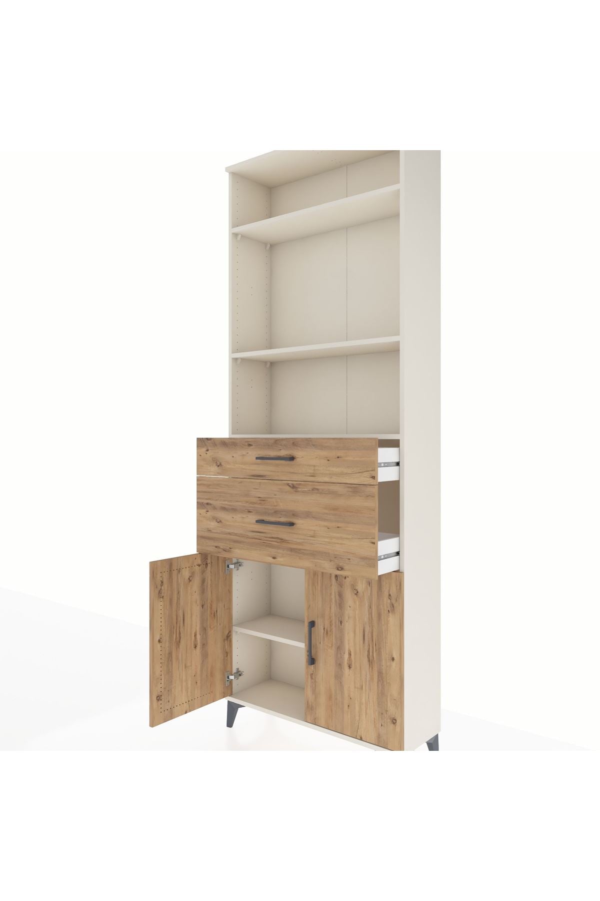 Arges Dolap 4 Raflı 2 Çekmeceli 2 Kapaklı 88x30x243 Aytaşı-Çam