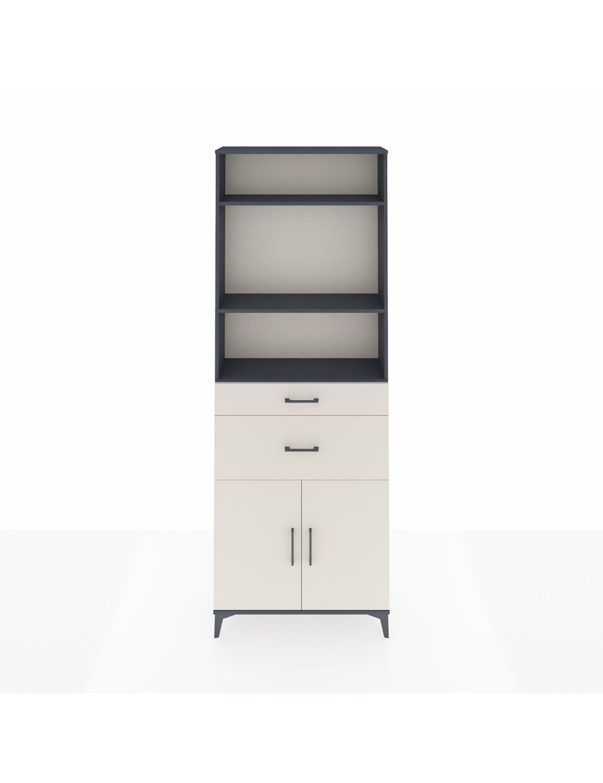 Arges Dolap 4 Raflı 2 Çekmeceli 2 Kapaklı 88x30x243 Antrasit-Aytaşı