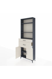 Arges Dolap 4 Raflı 2 Çekmeceli 2 Kapaklı 88x30x243 Antrasit-Aytaşı