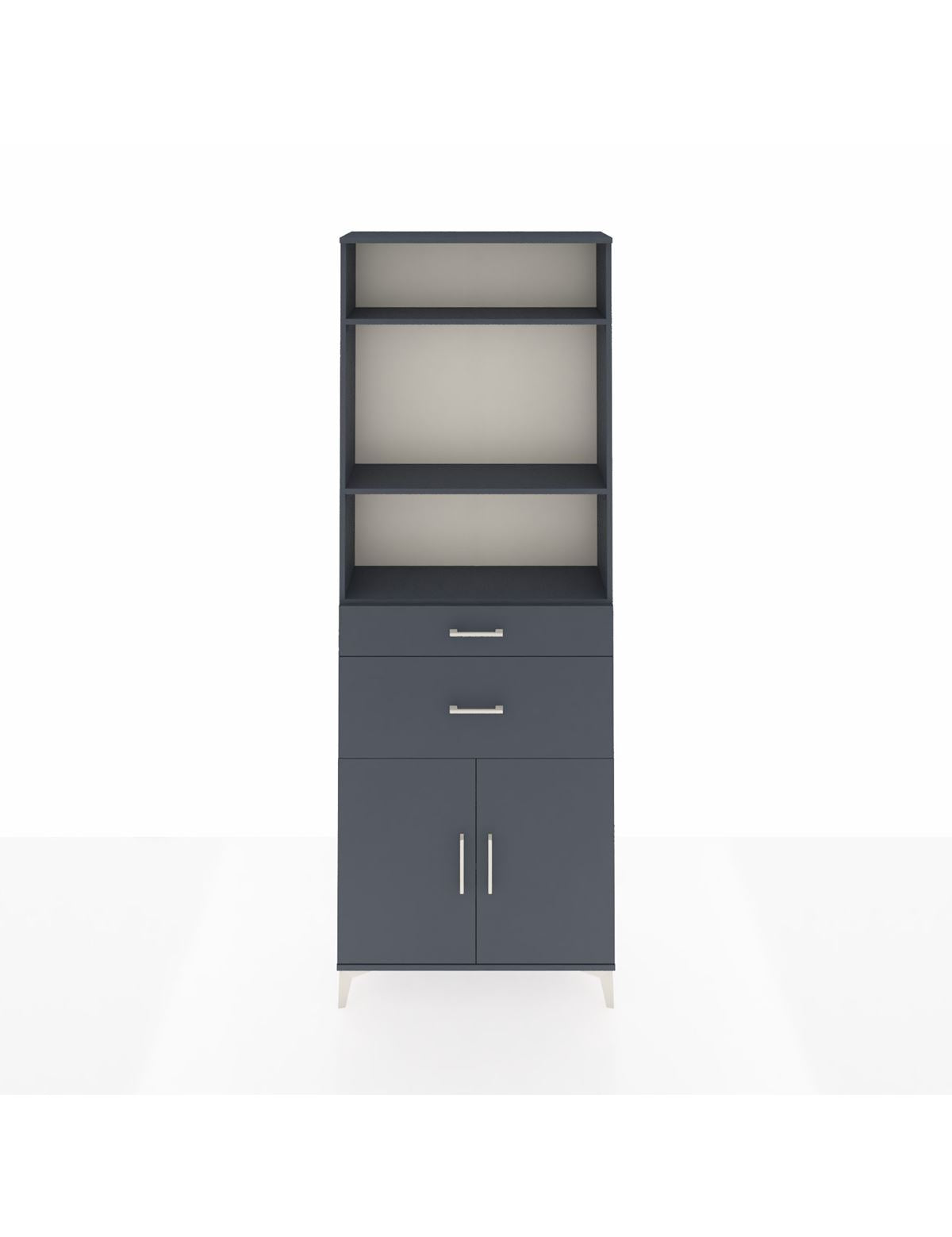 Arges Dolap 4 Raflı 2 Çekmeceli 2 Kapaklı 88x30x243 Antrasit-Antrasit