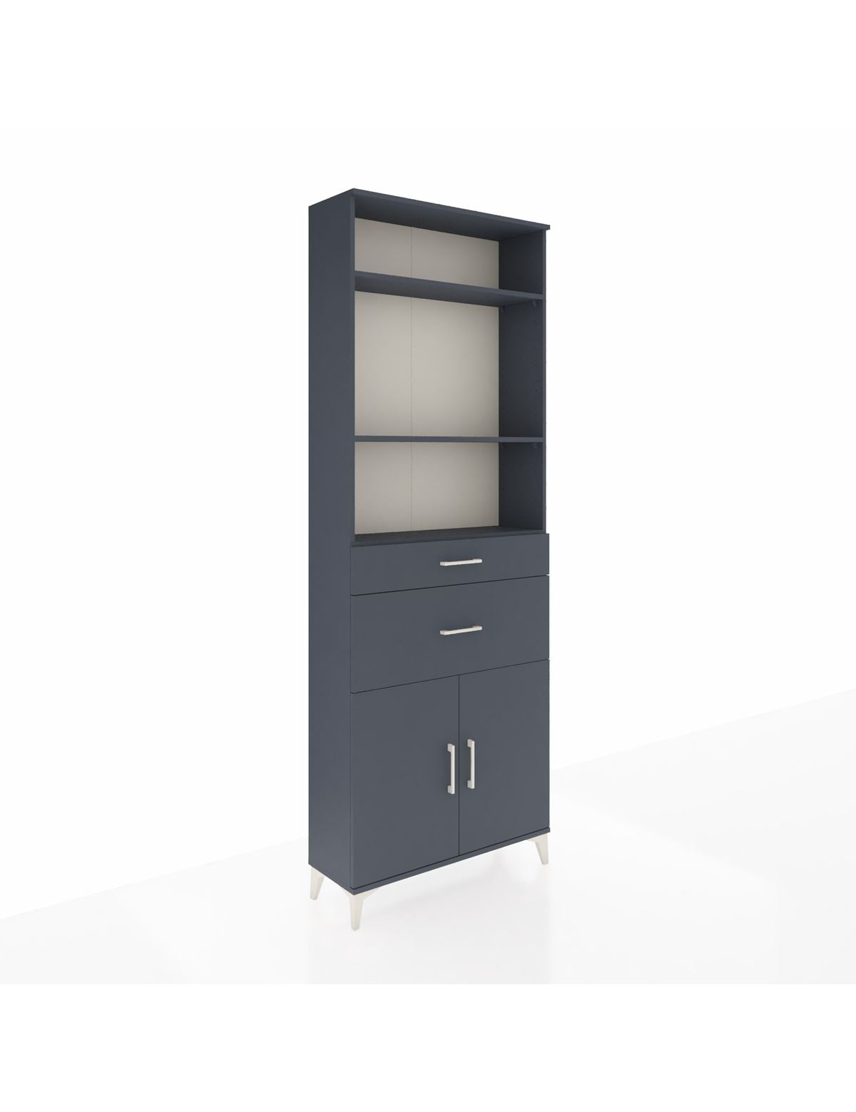 Arges Dolap 4 Raflı 2 Çekmeceli 2 Kapaklı 88x30x243 Antrasit-Antrasit