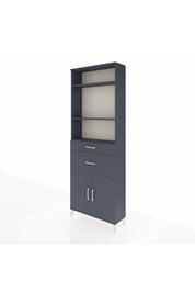 Arges Dolap 4 Raflı 2 Çekmeceli 2 Kapaklı 88x30x243 Antrasit-Antrasit