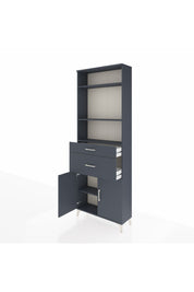 Arges Dolap 4 Raflı 2 Çekmeceli 2 Kapaklı 88x30x243 Antrasit-Antrasit