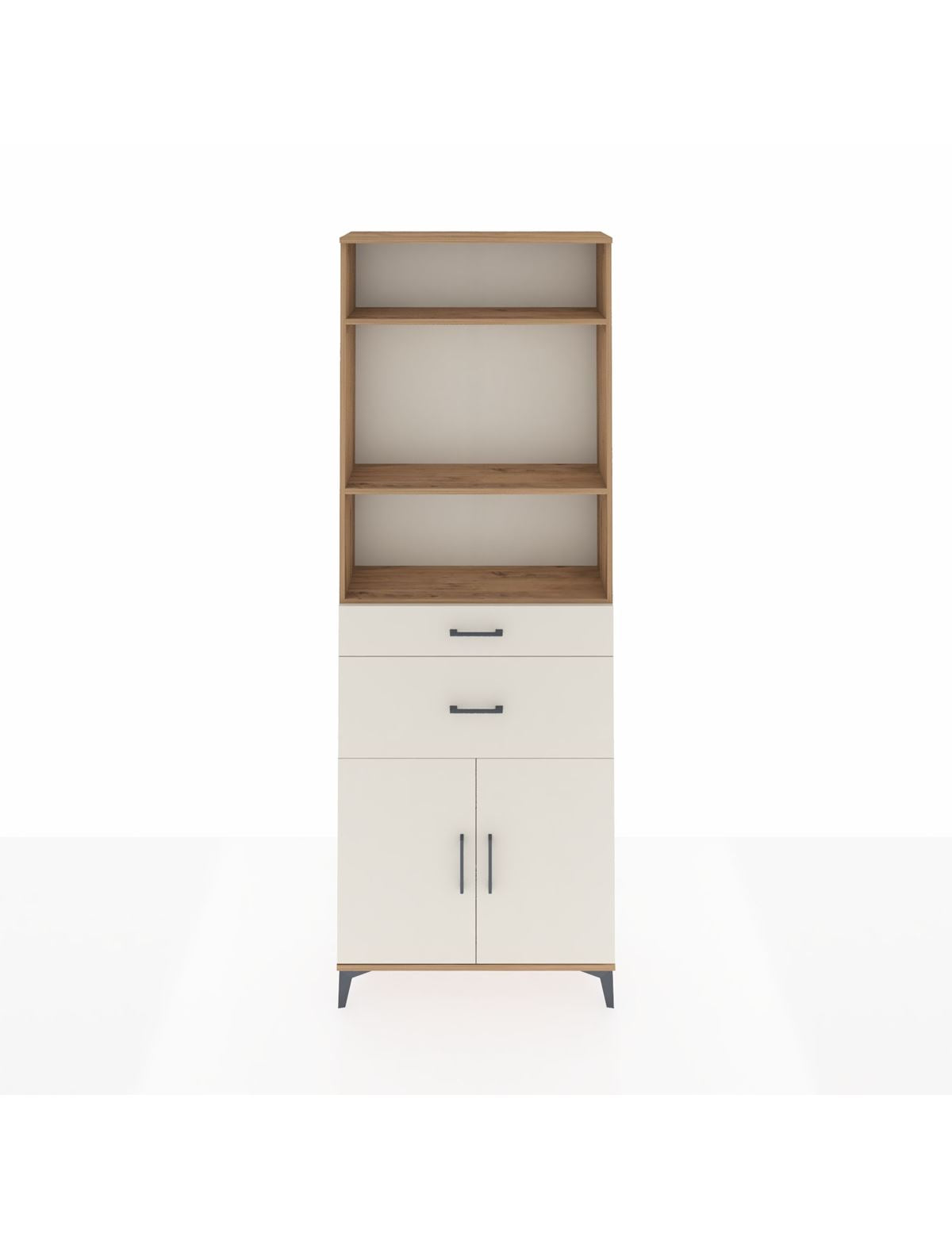 Arges Dolap 4 Raflı 2 Çekmeceli 2 Kapaklı 88x30x243 Çam-Aytaşı