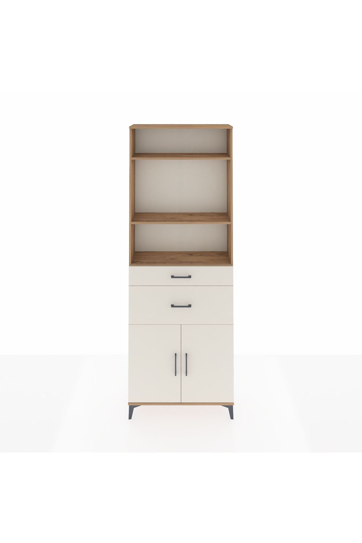 Arges Dolap 4 Raflı 2 Çekmeceli 2 Kapaklı 88x30x243 Çam-Aytaşı