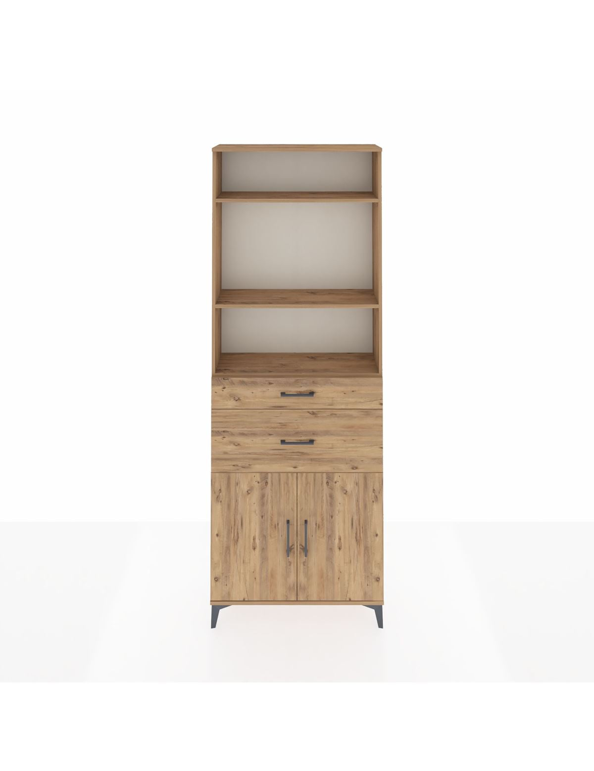 Arges Dolap 4 Raflı 2 Çekmeceli 2 Kapaklı 88x30x243 Çam-Çam