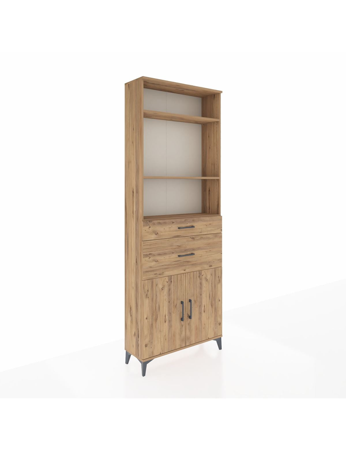 Arges Dolap 4 Raflı 2 Çekmeceli 2 Kapaklı 88x30x243 Çam-Çam