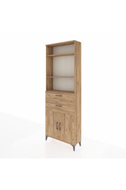 Arges Dolap 4 Raflı 2 Çekmeceli 2 Kapaklı 88x30x243 Çam-Çam