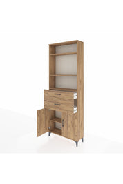 Arges Dolap 4 Raflı 2 Çekmeceli 2 Kapaklı 88x30x243 Çam-Çam