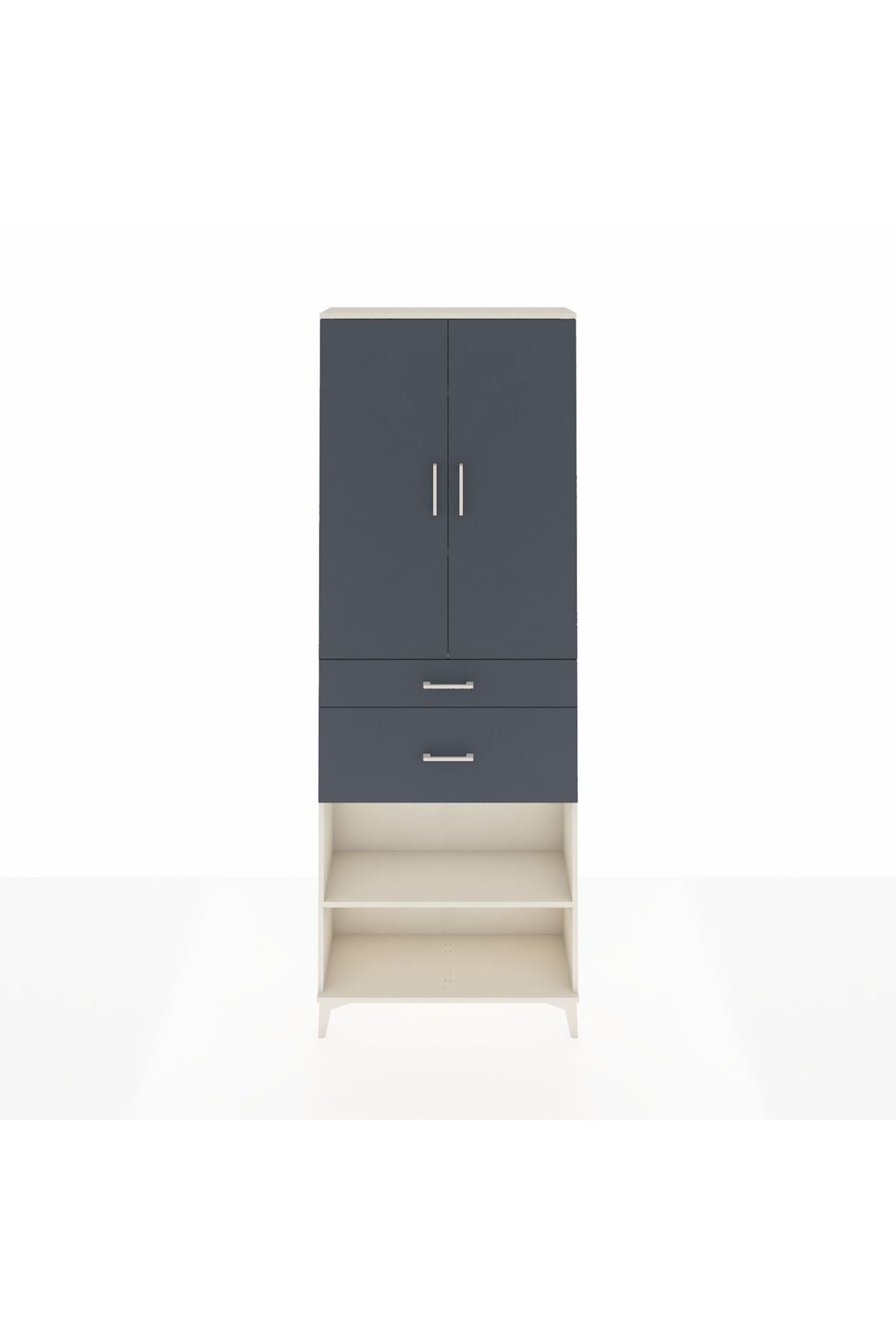 Arges Dolap 4 Raflı 2 Çekmeceli 2 Kapaklı 88x30x243 Aytaşı-Antrasit