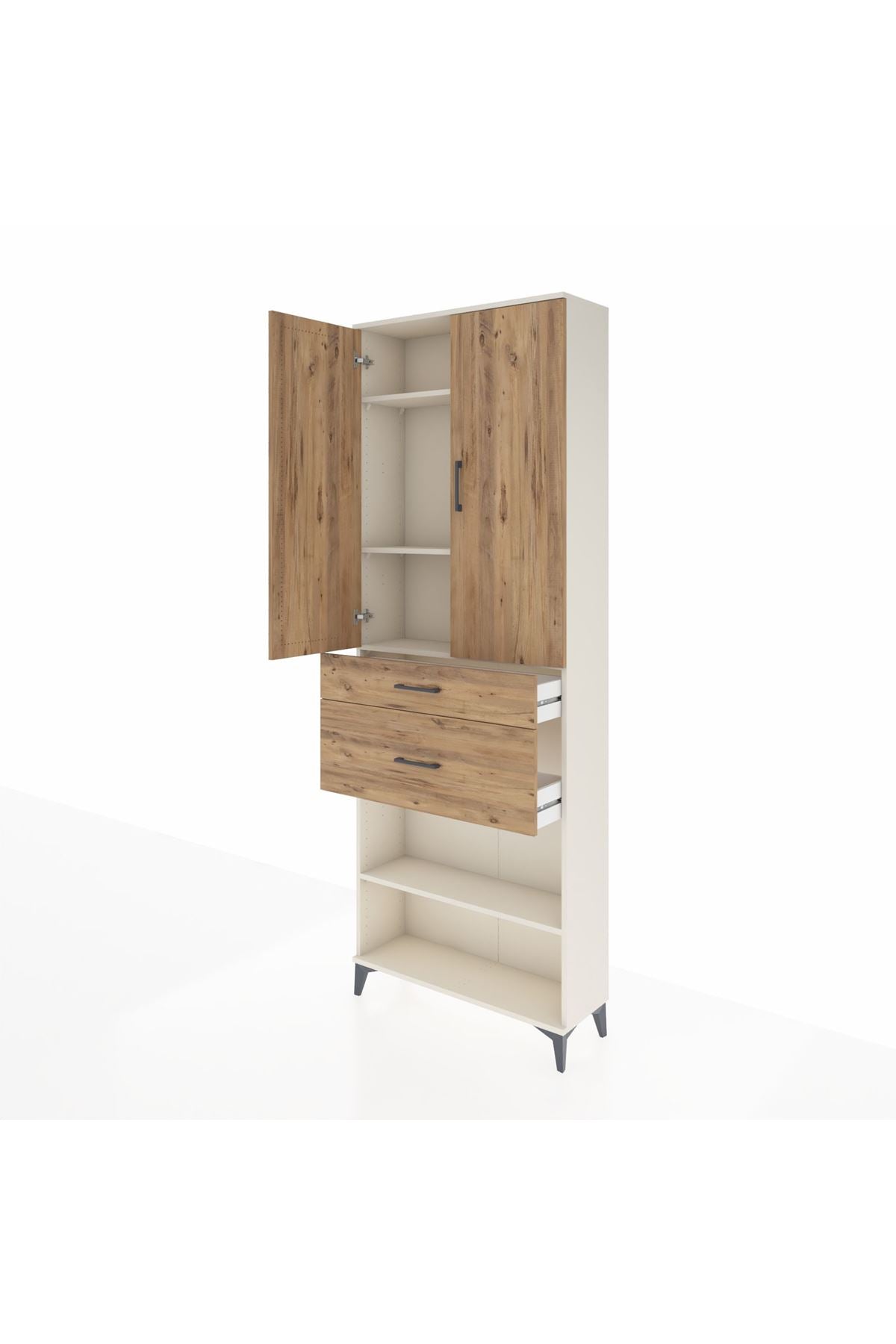 Arges Dolap 4 Raflı 2 Çekmeceli 2 Kapaklı 88x30x243 Aytaşı-Çam