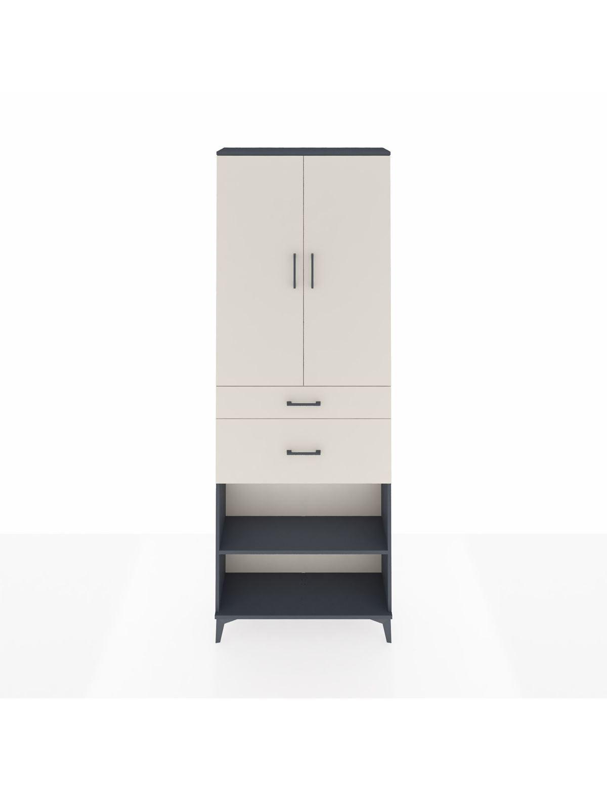 Arges Dolap 4 Raflı 2 Çekmeceli 2 Kapaklı 88x30x243 Antrasit-Aytaşı