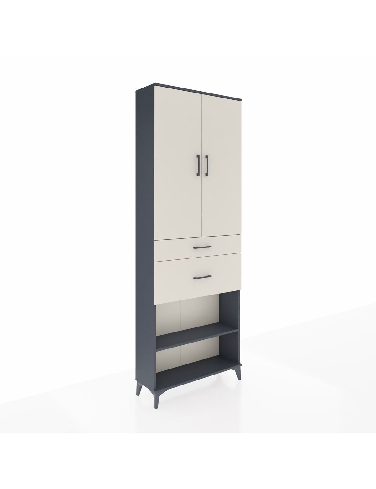 Arges Dolap 4 Raflı 2 Çekmeceli 2 Kapaklı 88x30x243 Antrasit-Aytaşı