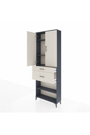 Arges Dolap 4 Raflı 2 Çekmeceli 2 Kapaklı 88x30x243 Antrasit-Aytaşı