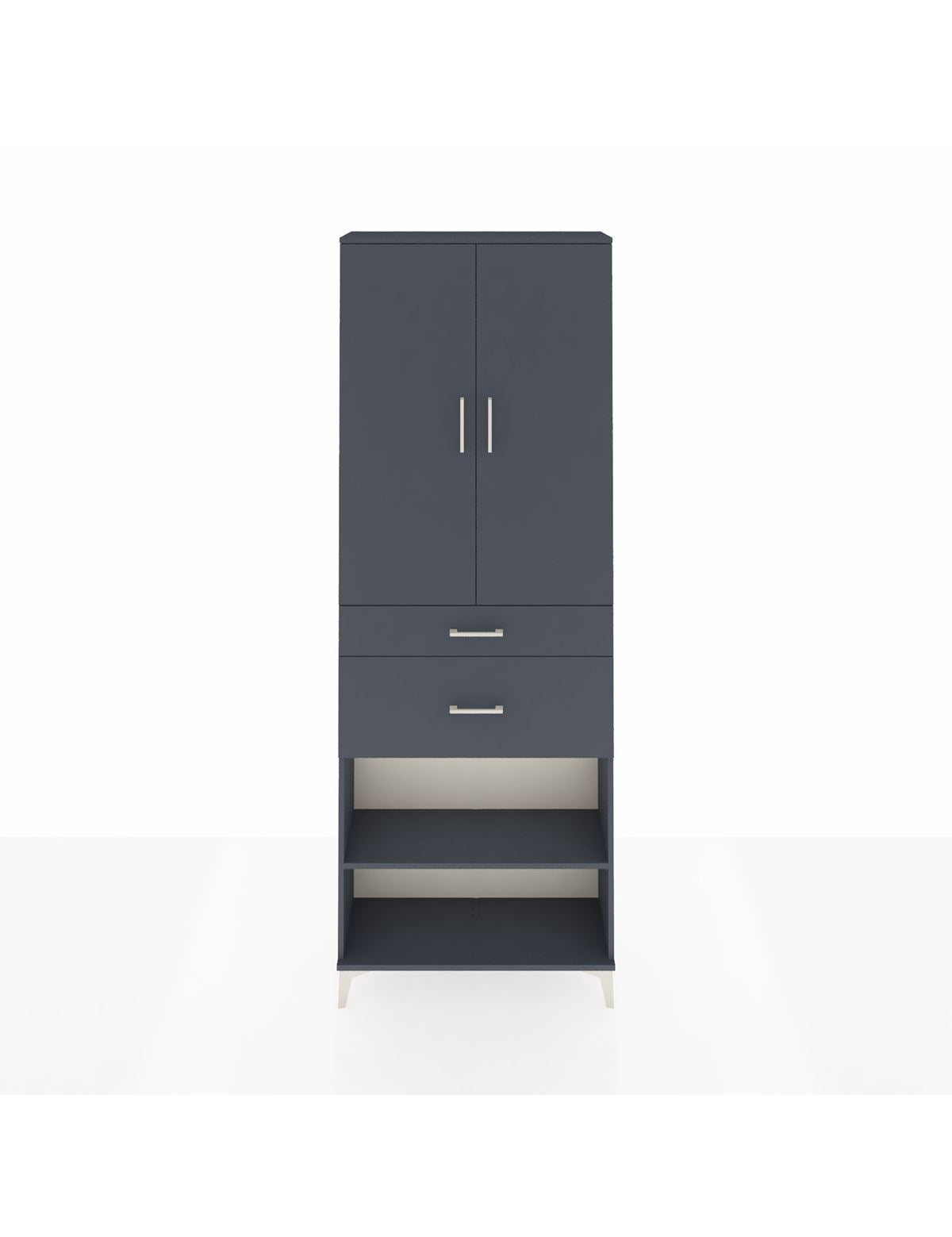 Arges Dolap 4 Raflı 2 Çekmeceli 2 Kapaklı 88x30x243 Antrasit-Antrasit