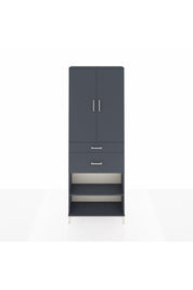 Arges Dolap 4 Raflı 2 Çekmeceli 2 Kapaklı 88x30x243 Antrasit-Antrasit