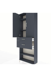 Arges Dolap 4 Raflı 2 Çekmeceli 2 Kapaklı 88x30x243 Antrasit-Antrasit