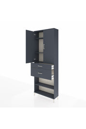 Arges Dolap 4 Raflı 2 Çekmeceli 2 Kapaklı 88x30x243 Antrasit-Antrasit