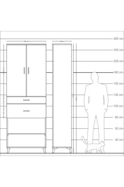 Arges Dolap 4 Raflı 2 Çekmeceli 2 Kapaklı 88x30x243 Antrasit-Çam