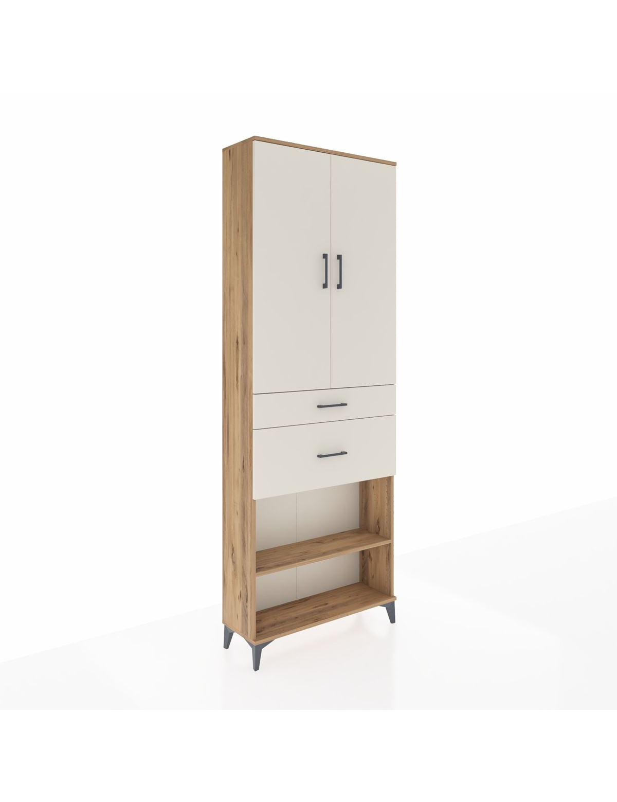 Arges Dolap 4 Raflı 2 Çekmeceli 2 Kapaklı 88x30x243 Çam-Aytaşı