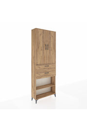 Arges Dolap 4 Raflı 2 Çekmeceli 2 Kapaklı 88x30x243 Çam-Çam