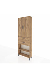 Arges Dolap 4 Raflı 2 Çekmeceli 2 Kapaklı 88x30x243 Çam-Çam