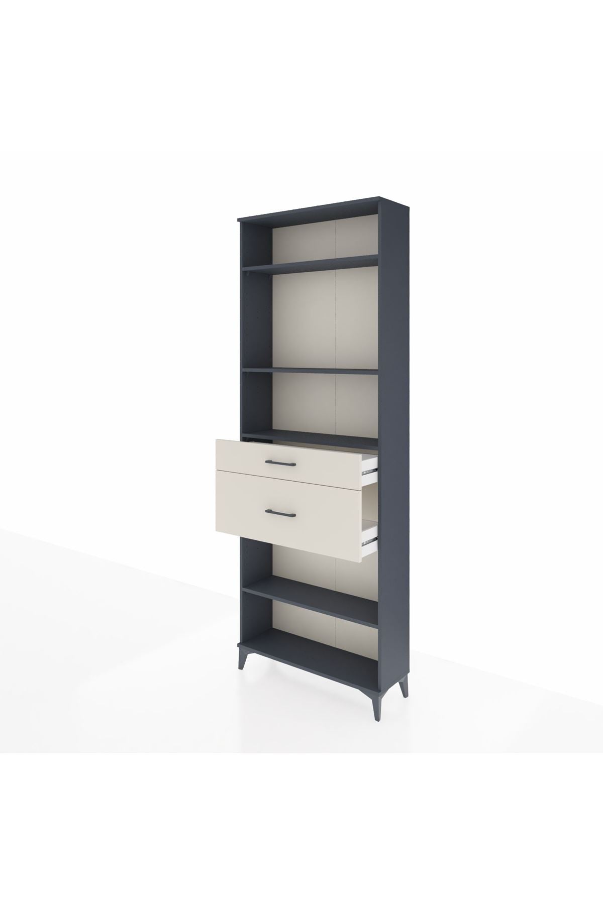 Arges Dolap 4 Raflı 2 Çekmeceli 88x30x243 Antrasit-Aytaşı