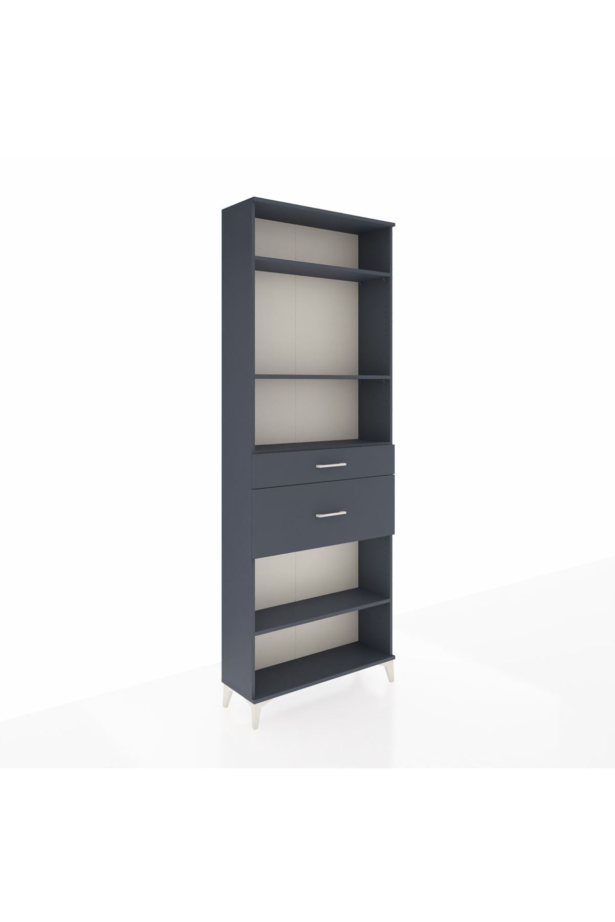 Arges Dolap 4 Raflı 2 Çekmeceli 88x30x243 Antrasit-Antrasit