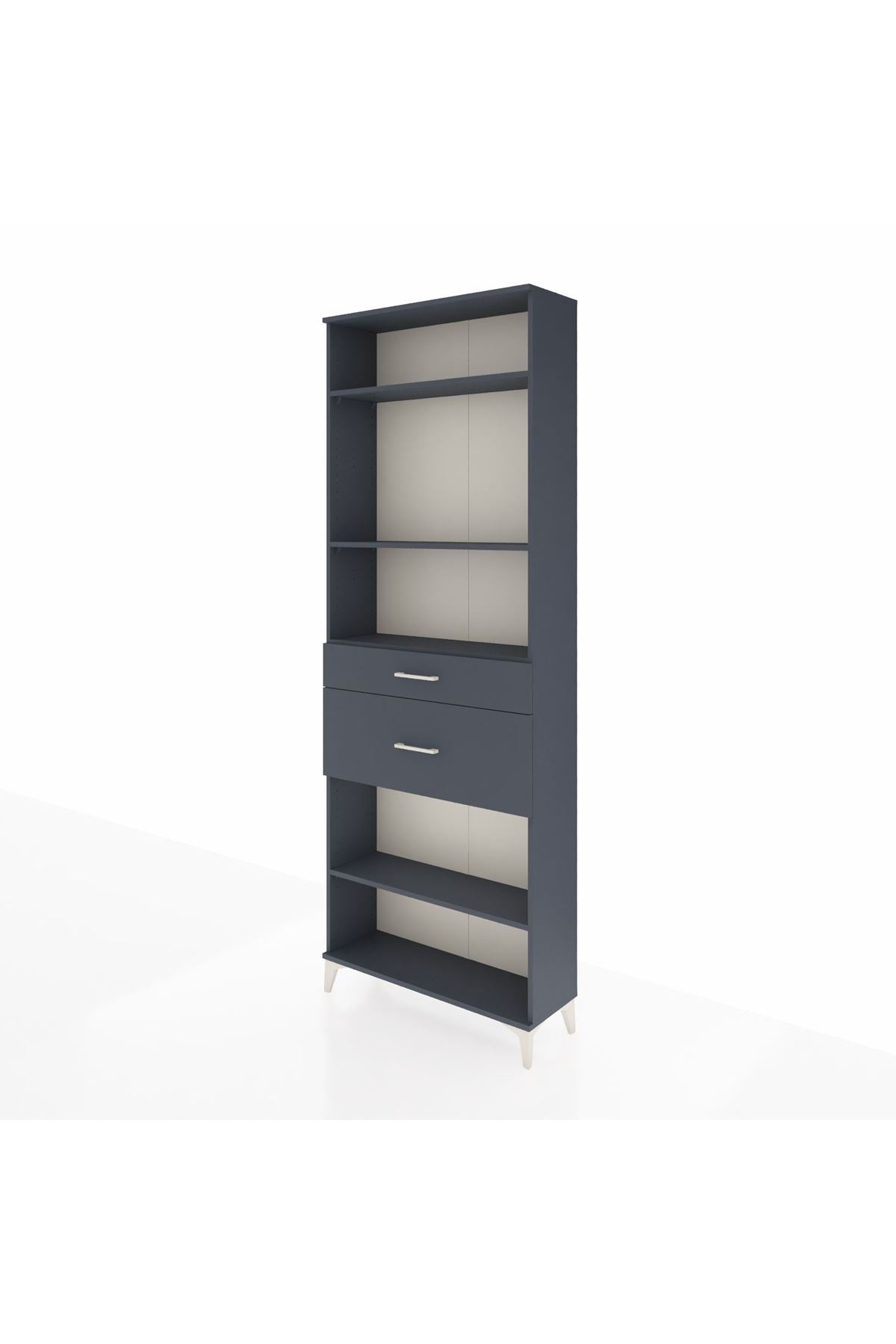 Arges Dolap 4 Raflı 2 Çekmeceli 88x30x243 Antrasit-Antrasit