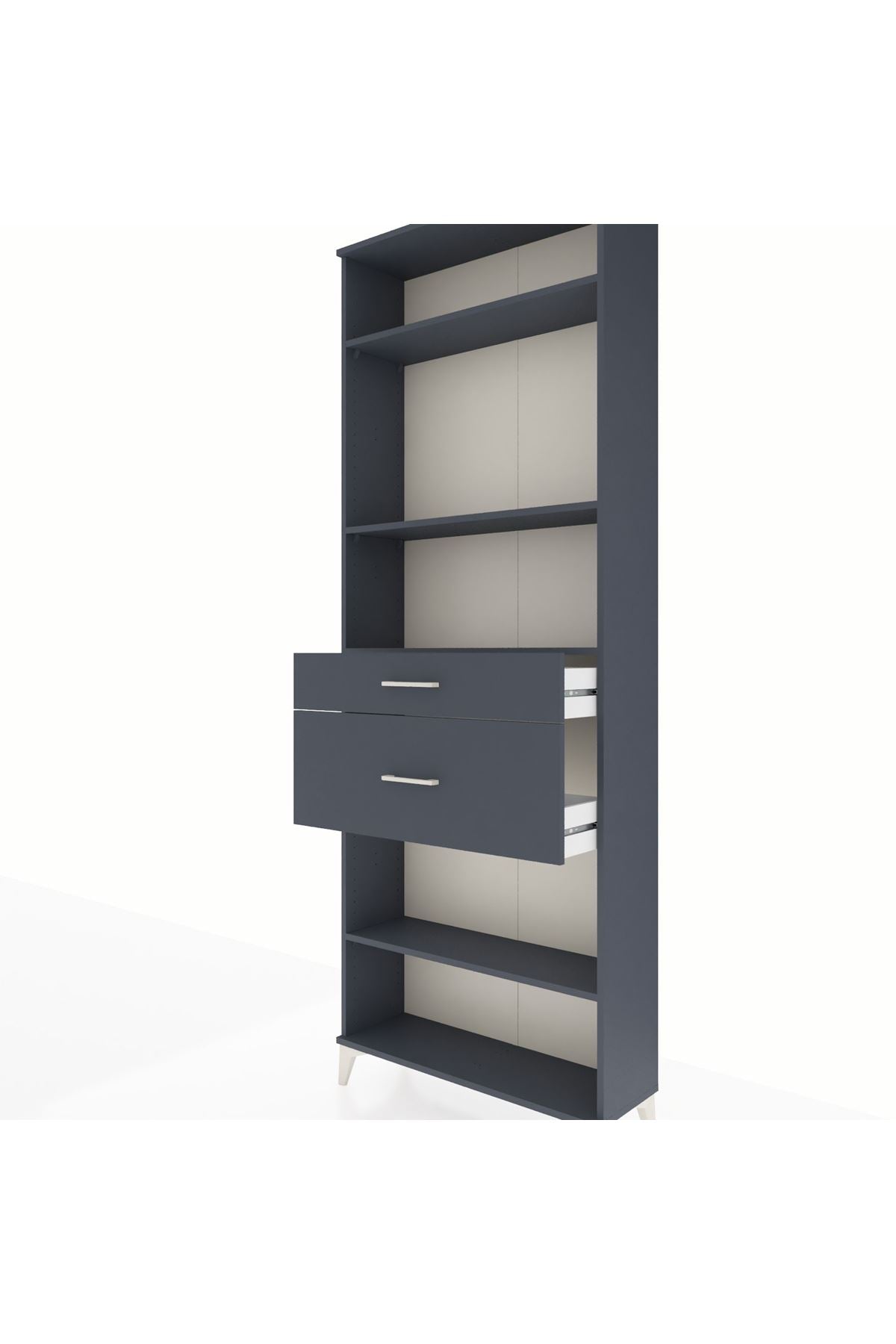 Arges Dolap 4 Raflı 2 Çekmeceli 88x30x243 Antrasit-Antrasit