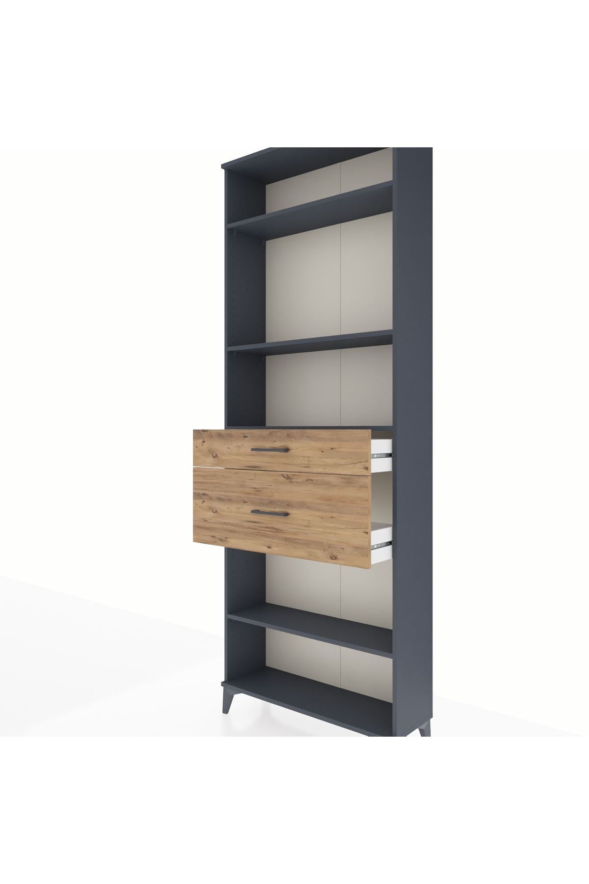 Arges Dolap 4 Raflı 2 Çekmeceli 88x30x243 Antrasit-Çam