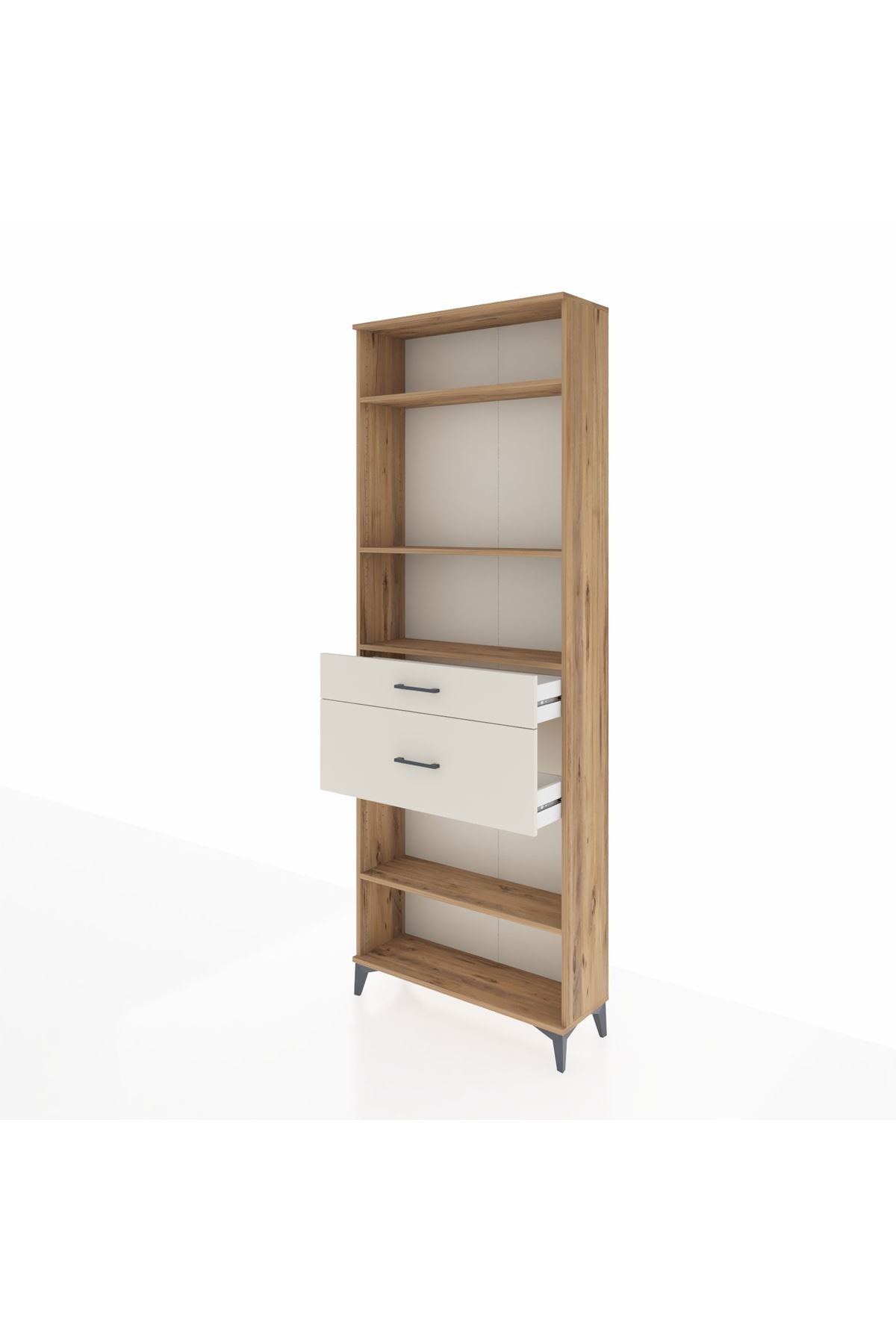 Arges Dolap 4 Raflı 2 Çekmeceli 88x30x243 Çam-Aytaşı