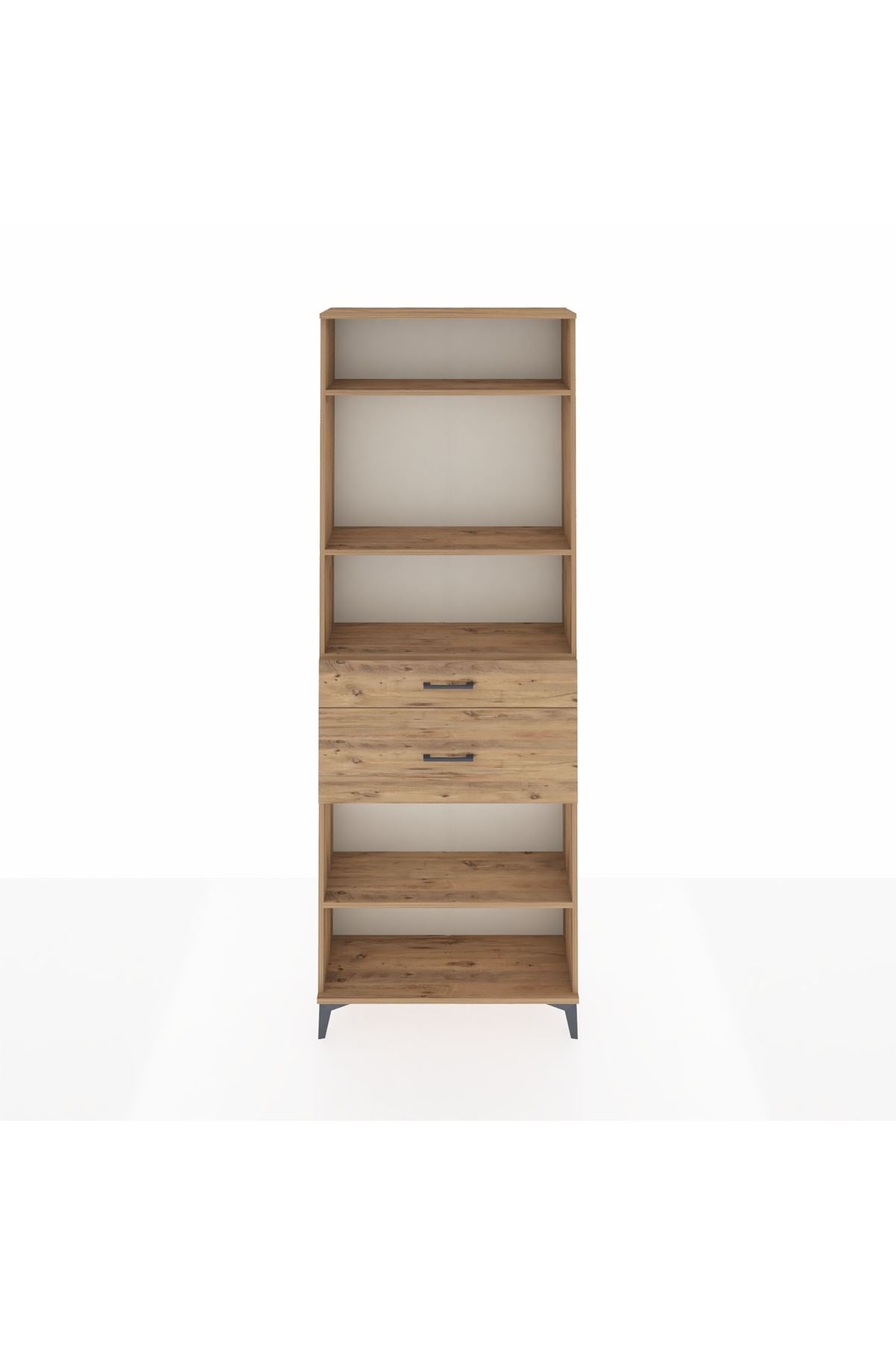 Arges Dolap 4 Raflı 2 Çekmeceli 88x30x243 Çam-Çam