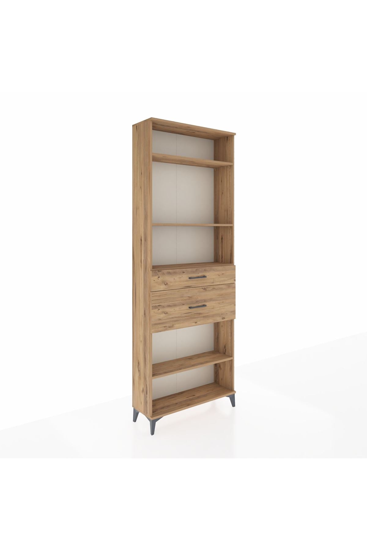 Arges Dolap 4 Raflı 2 Çekmeceli 88x30x243 Çam-Çam