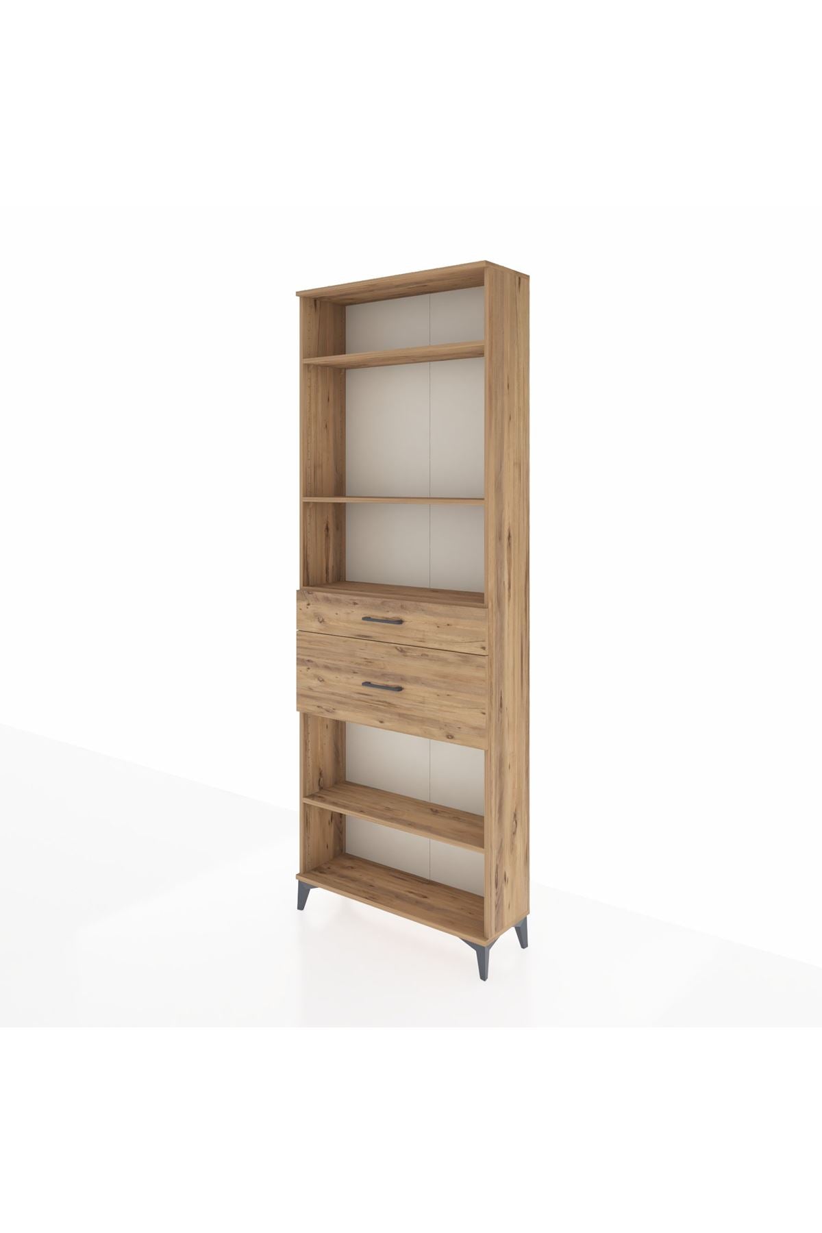 Arges Dolap 4 Raflı 2 Çekmeceli 88x30x243 Çam-Çam