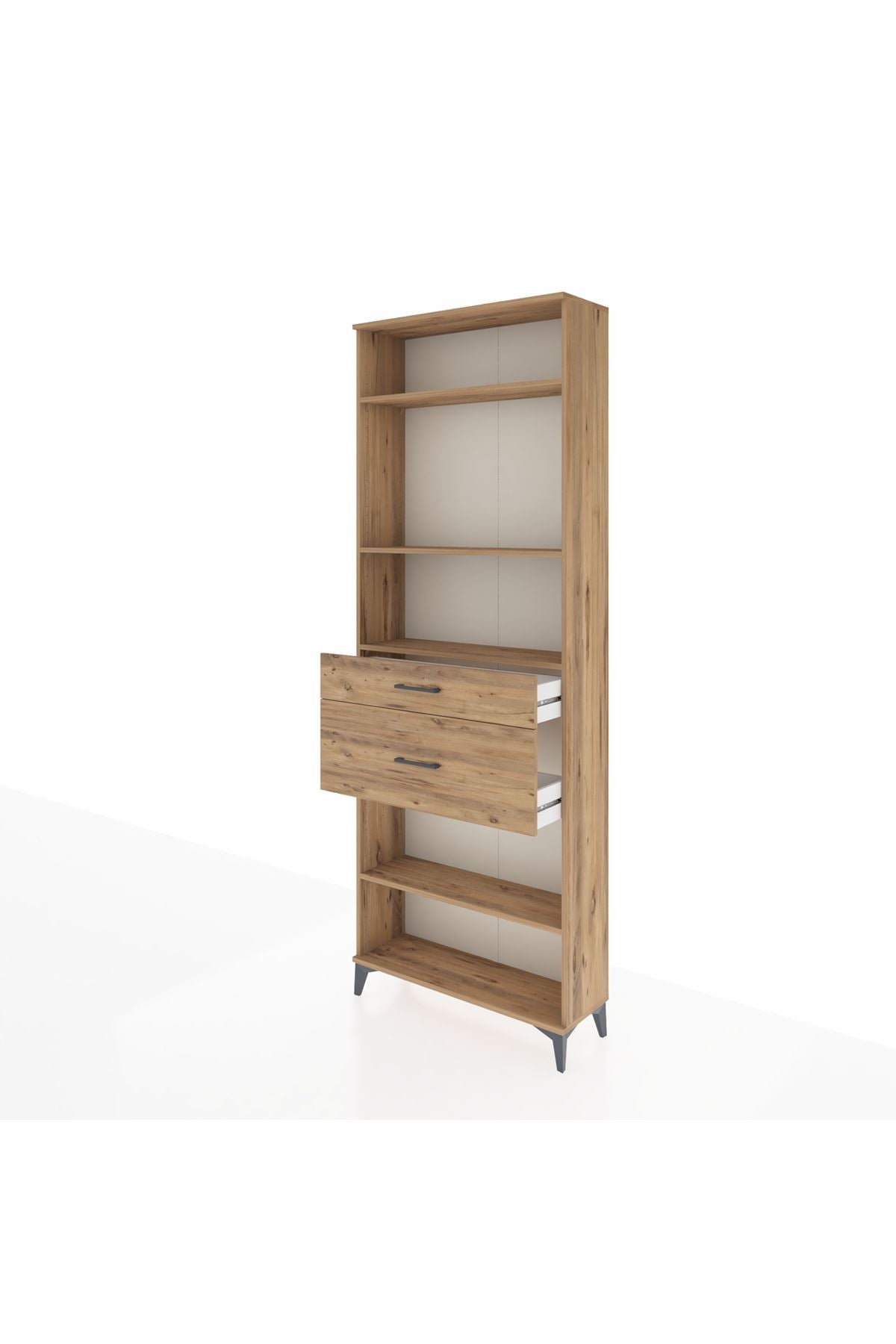 Arges Dolap 4 Raflı 2 Çekmeceli 88x30x243 Çam-Çam