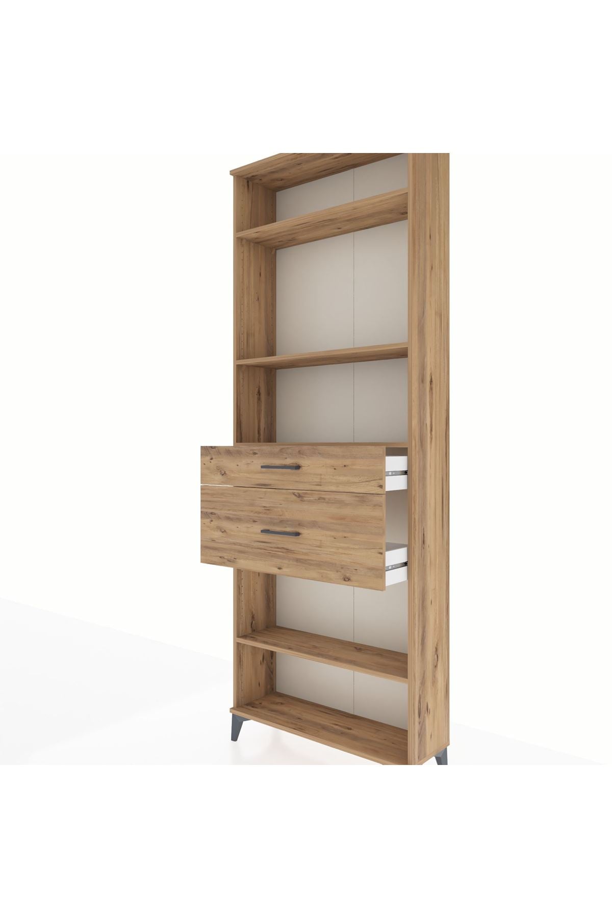 Arges Dolap 4 Raflı 2 Çekmeceli 88x30x243 Çam-Çam