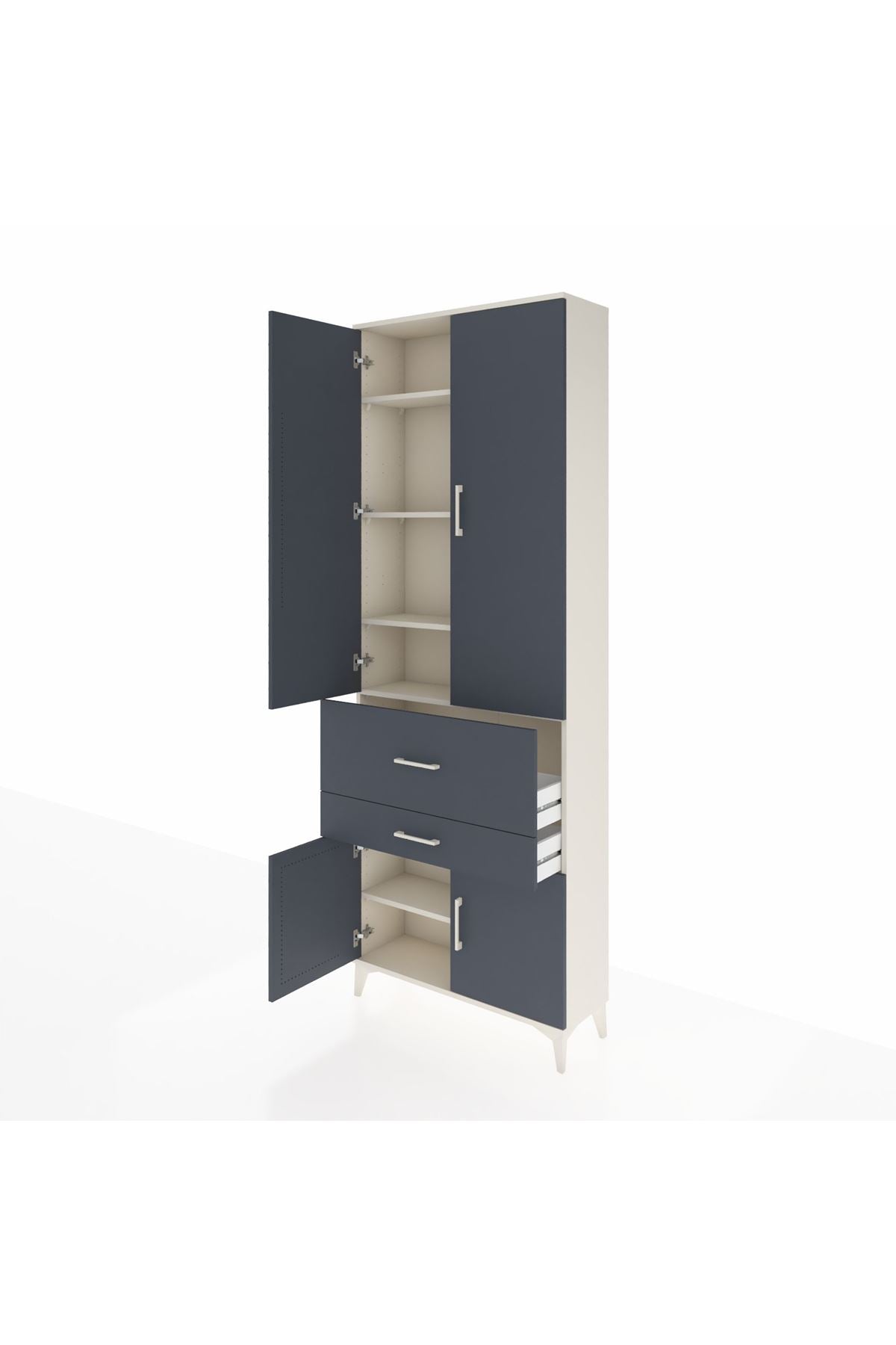 Arges Dolap 5 Raflı 2 Çekmeceli 4 Kapaklı 88x30x243 Aytaşı-Antrasit