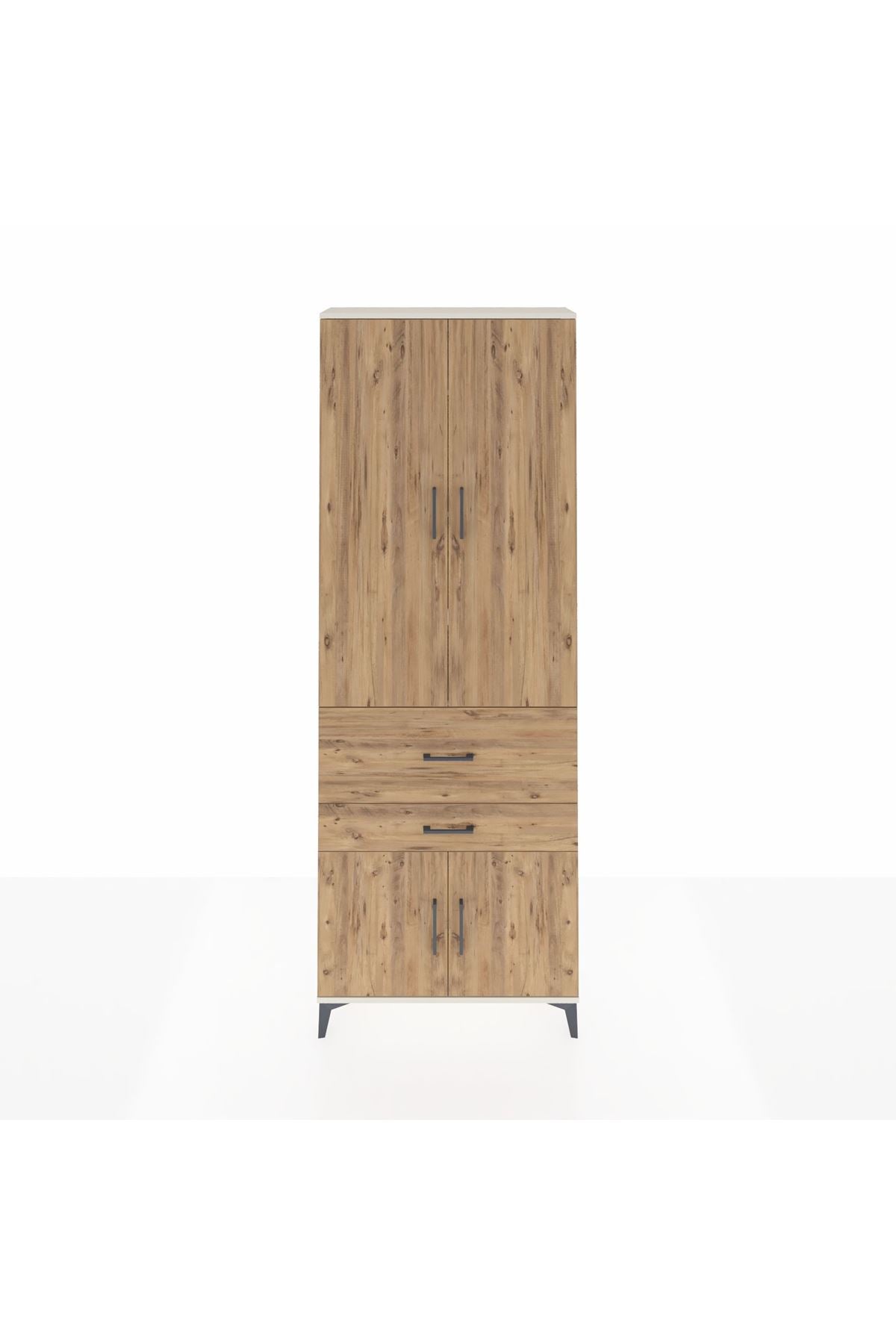 Arges Dolap 5 Raflı 2 Çekmeceli 4 Kapaklı 88x30x243 Aytaşı-Çam