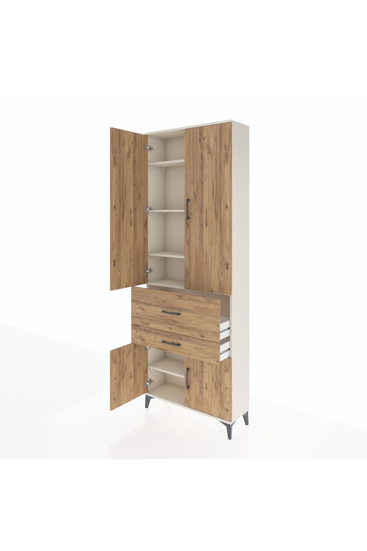 Arges Dolap 5 Raflı 2 Çekmeceli 4 Kapaklı 88x30x243 Aytaşı-Çam