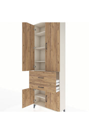 Arges Dolap 5 Raflı 2 Çekmeceli 4 Kapaklı 88x30x243 Aytaşı-Çam