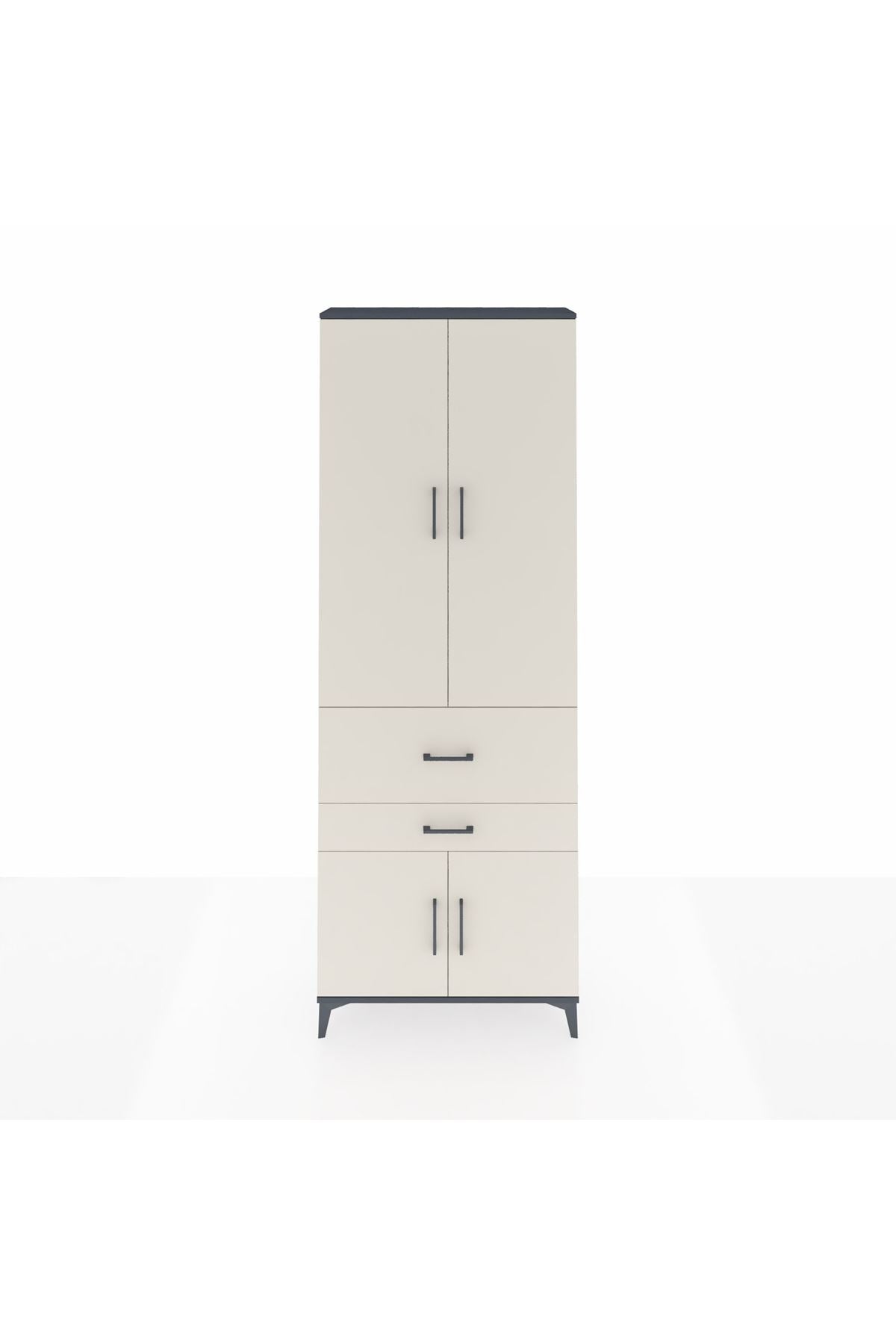 Arges Dolap 5 Raflı 2 Çekmeceli 4 Kapaklı 88x30x243 Antrasit-Aytaşı