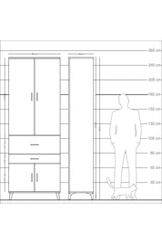 Arges Dolap 5 Raflı 2 Çekmeceli 4 Kapaklı 88x30x243 Antrasit-Aytaşı